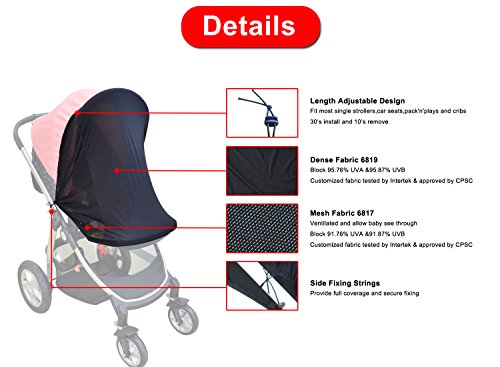 Correr Sun Shade Capa Baby Car Seat Shade Coberty-Eftive Rays Cut-Blocks 95,76% UVA e 95,87% UVB