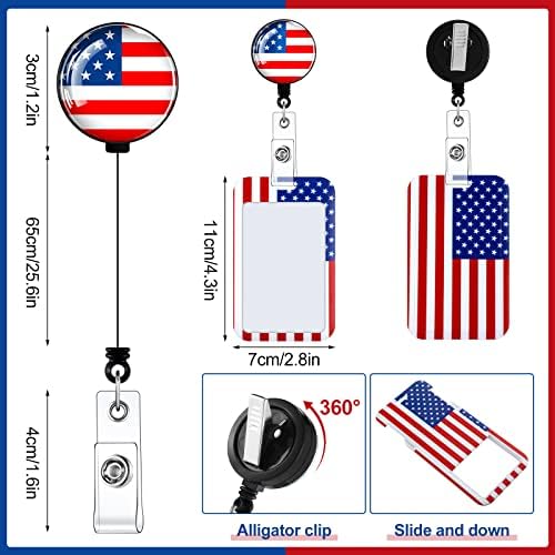 8 Peças American Flag Office Delutas Distralhos Centros de metal canetas de esfera retráteis define os cordões patrióticos de bandeira dos EUA para escola de escritório