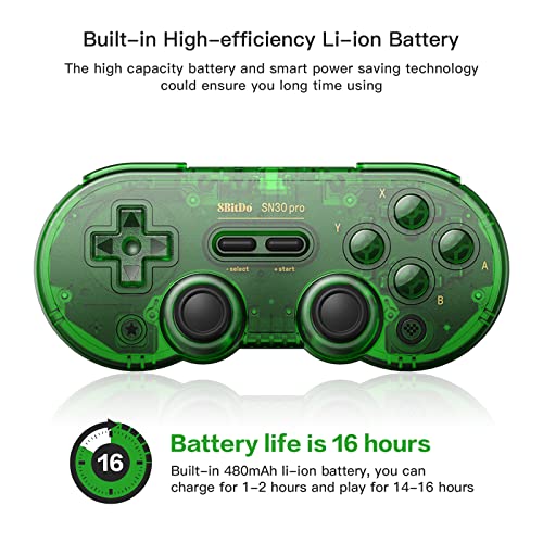 8bitdo SN30 Pro Wireless Bluetooth Controller com joysticks Rumble Vibration USB-C Gamepad compatível com Switch,