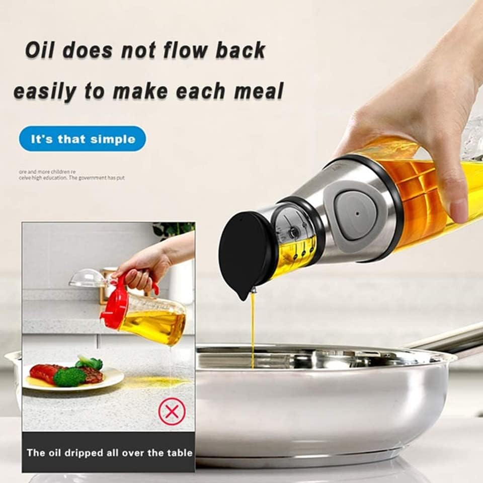 Dispensador de azeite - garrafa de dispensador para cozinha com tampa de medição, recipiente de óleo de cozinha 17 oz