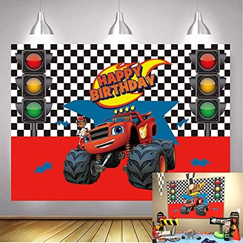 LXBO Cartoon Red Truck Photograph Cenário Crianças Feliz Aniversário Background Decoration Decoration Sobessert