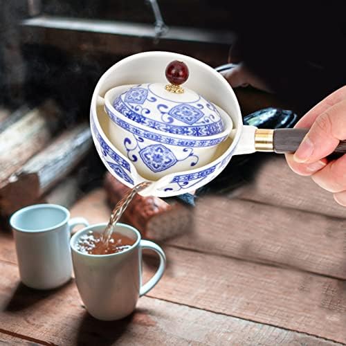 Hemoton Marroqucan Tea Set Set Blue and White Porcelana Chinesa Gongfu Conjunto de chá Viagem Conjunto de panela de