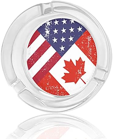 Retro America Canadá bandeira de vidro redondo moderno bandeja de cinzas portáteis Cigarros de charuto portátil portão de