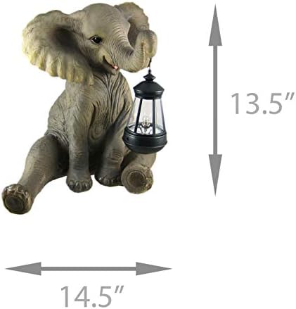Estátua fofa de elefante africano / jardim com lanterna por coisas2die4