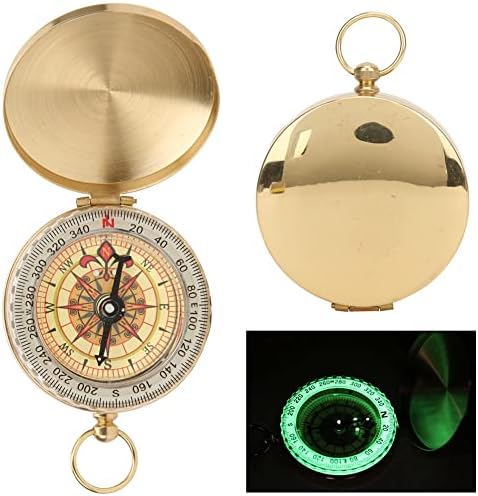 Yeuipea Outdoor Metal Luminous Pocket Watch Compass com capa de flip de cobre - Perfeito para escalar, caminhadas e acampar