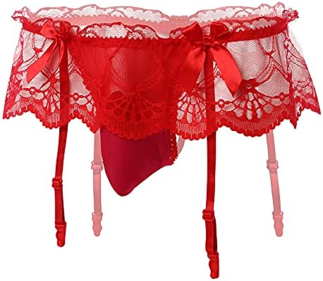 ABAFIP MEN FECTY SINIDOD Sissy Lace Thongs Calcinha Panties Low Caist Garter Belt Belt Beltdressing Lingerie Underpants