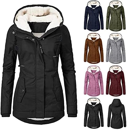 Jackets de inverno para mulheres com capuz, casacos para mulheres, puffer de inverno feminino para baixo casaco de bolso de comprimento com capuz de pele removível