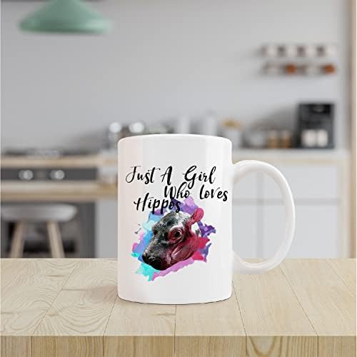 Apenas uma garota que adora caneca de cerâmica de hipopótamos-11oz de caneca de chá de leite com leite, copo de caneca de