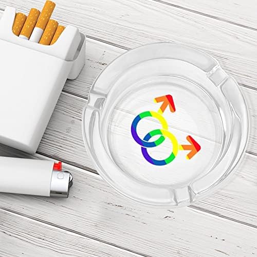 Gay Love LGBT Prode Glass Ashtray para cigarros redondo bandejas de cinzas para escritório em casa e restaurantes