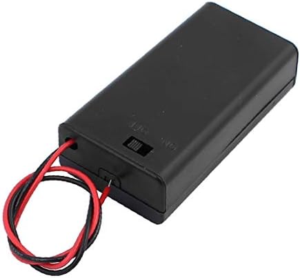 Caixa de célula da bateria x-Dree Caixa liga/desliga 2 x 1,5V aa preto plástico duplo fio w tampa (interruptor de encendido/apagado
