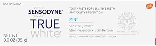 Sensodyne True White Mint Toothing Croty para dentes sensíveis, 3 onças