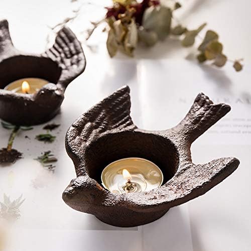 Chezmax 2 pacote de ferro fundido codurces de natal Velas de Natal Preto Vintage Tea Light Velas Titular