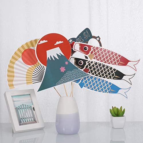 AMOSFUN Decoração japonesa Decoração japonesa 20pcs Japane Photo Booth Props Decorações de festas japonesas Supplies com design de samurai kabuki para todas as ocasiões Conjunto de brilho labial Lip Gloss