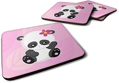 Tesouros de Caroline BB6799FC Conjunto de 4 ei Ya'll Panda Coasters Conjunto de 4, 3 1/2 x 3 1/2, multicolor