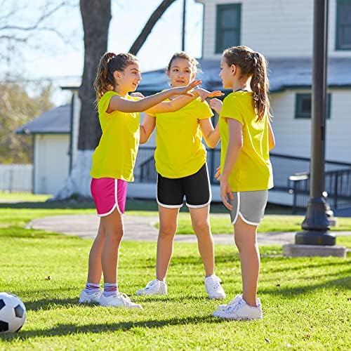 Resinta 5 pacotes meninas que executa shorts rápidos shorts ativos secos poliéster infantil shorts atléticos treino