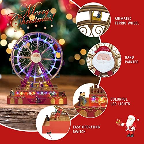 Skyant Christmas girating Ferris Wheel com luzes LED e música, 18 Big Christmas Animated Decorações, cria atmosfera festiva