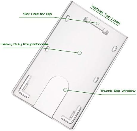 Fallen One Hard Plastic Id Id Batch Holder VERTICAL CARTO DE ID CLARATE Protetor com slot de polegar, vertical, 2 pacote