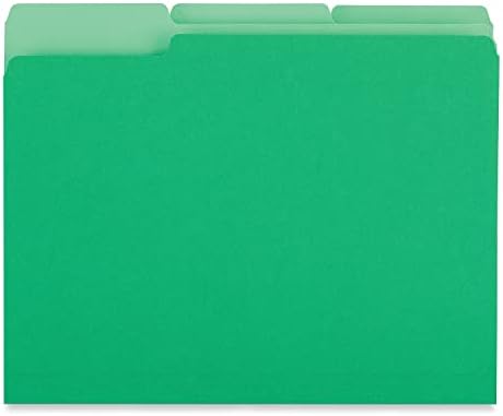 Pastas de arquivo interior reciclado 12302 universal, 1/3 de corte, letra, verde, 100/caixa