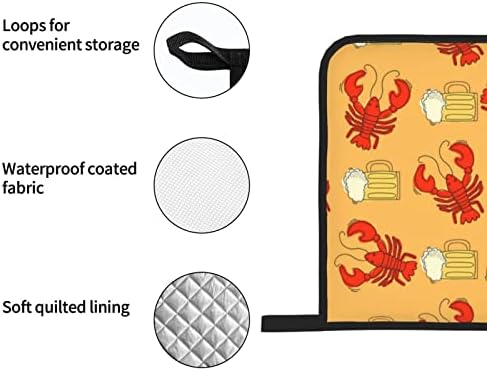 Padrão de cerveja e lagostins 4pcs Mitts e suportes de maconha Anti -escaldado Hot para cozinha cozinha cozinheira churrasco