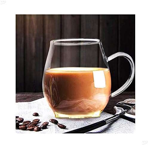 Caneca de chá de chá Ultra Clear de chá do sol | Caneca de café 16 onças | Borossilicato - óculos w grande alça | Simples e elegante | Seguro do microondas | Vidro puro