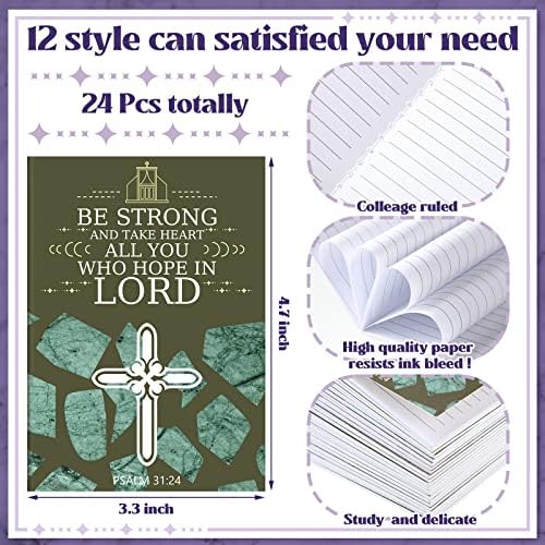 24 Christian Pocket Bloco de fé Jornal para mulheres Presentes cristãos Cadernos de estudo bíblicos inspirados notebooks