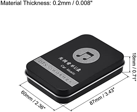 Caixa de lata de metal uxcell, 3,43 x 2,36 x 0,71 Recipientes de armazenamento de placa vazia retangular com esponja, preto