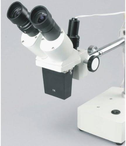 AMSCOPE SE401Z-5M Digital Profissional Binocular Microscópio estéreo, oculares wf10x e wf20x, ampliação de 10x e 20x, objetivo 1x, iluminação LED de ganso, suporte de braço, 110v-120V, inclui câmera de 5MP com lente de redução e software de lente e software