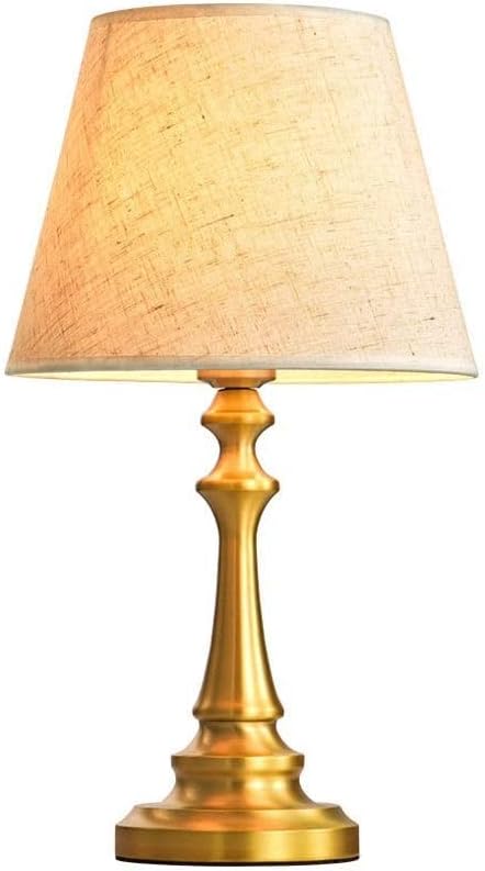 Lâmpada de mesa de cabeceira LED E27 Creative Luxury Gold Gold Table Lamp com o abajur e tecido para a sala de estar de cabeceira