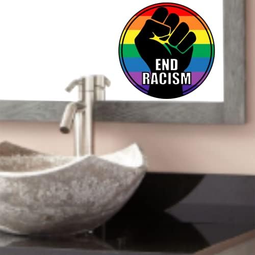 LGBT BLM END RACISMO RAINBOW PRIDO BUMPER STARPE - Black Lives Matter LGBTQIA Decalque premium de vinil 3 x 3 | Para carros Mobiles