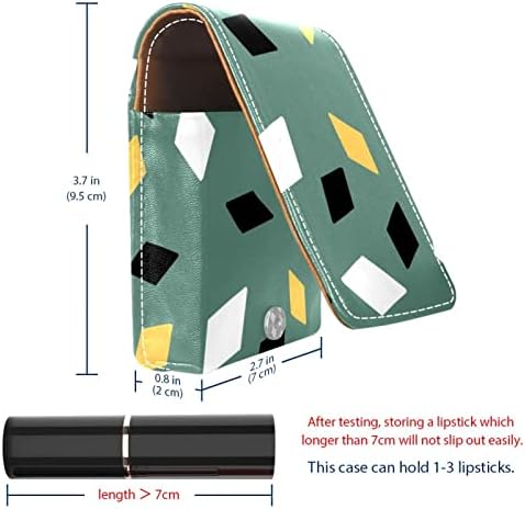 Caso de batom de Oryuekan, bolsa de maquiagem portátil fofa bolsa cosmética, organizador de maquiagem do suporte do batom, Modern Geométrico Padrão Rhombus vintage