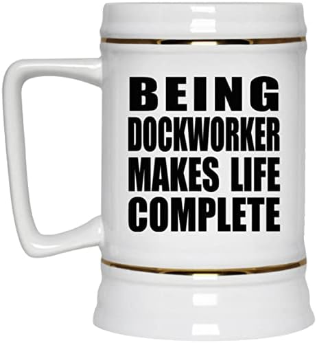 Designsify Sendo Dockworker Torne a vida completa, 22oz de cerveja caneca de tanque de cerâmica com alça para freezer, presentes para