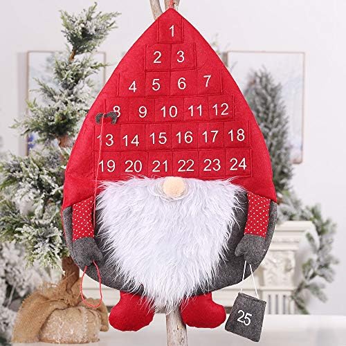 Calendário de advento de Natal de Ewolee, sueco Tomte Santa Gnome Countrown Calendário 2022 com 25 dias de bolsos para a decoração da parede da porta do escritório em casa de Natal