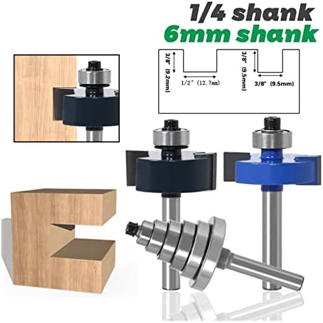 LRJSKWZC Bits de roteador de 6/6,35 mm Mill T-slot T-slot 7 ranhura de rolamento com rolamento de madeira de moinho de caça-níqueis