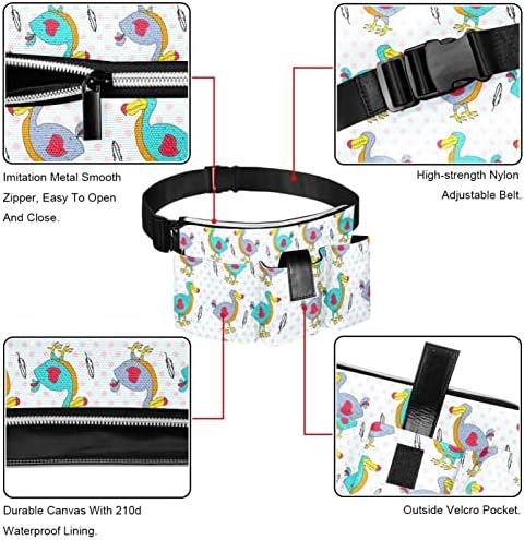 Cartoon Dodo Bird Dots Padrão de cintura Fanny Pack-Saco de pacote Fanny Pack for Women & Men Bolsa de cintura fofa,