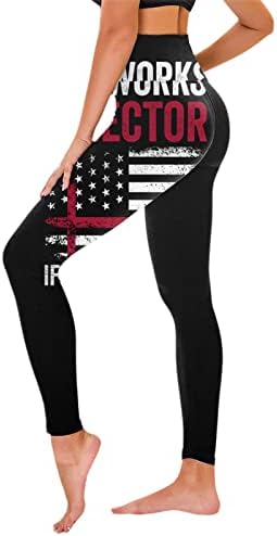 American Flag Leggings Bandeira feminina Controle dos EUA Flag Star Troushers Fitness Fitness Compact Workout Treples