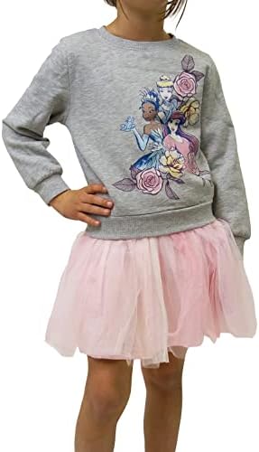 Disney Girls Princesa Ariel Tiana Cinderela Sweatshirt e Tutu Skirt Set