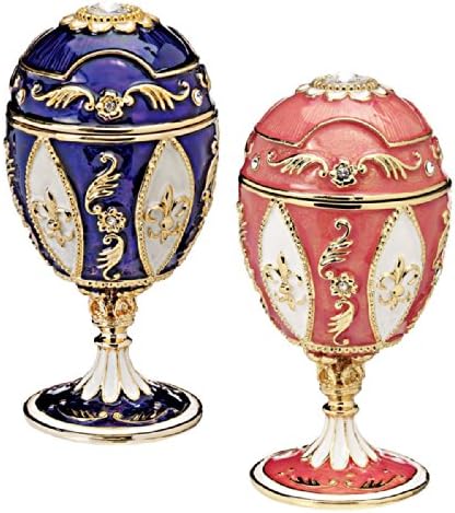 Design Toscano Royal French Collection EMYELED ENAMELED OGOS: PROBORPE E ROSE, Conjunto de 2, roxo e rosa