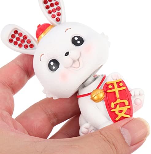 Tofficu Home Decor 2023 Chinês Ano Novo Rabbit Resina Bunny Figure Ano da estátua de coelho Decoração chinesa do zodíaco