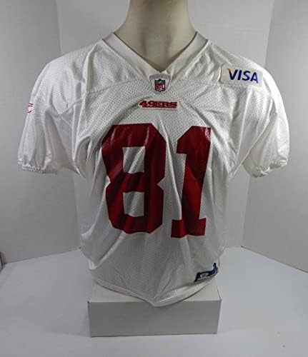 2009 San Francisco 49ers Brandon Jones 81 Game usou White Practice Jersey L 511 - Jerseys de jogo NFL não assinado usada