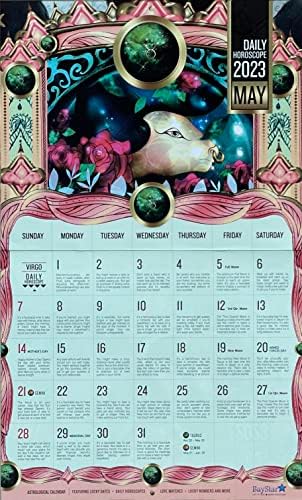 2023 Virgo Monthly Wall Calendário com horóscopos personalizados diários e bela arte personalizada