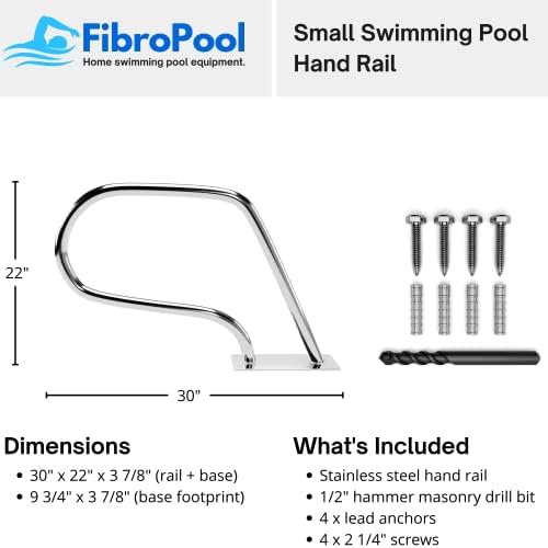 Fibropool Pool Pool Rail com uma placa de base fácil de montagem, ferrugem e trilhos de garagem à prova de intempéries para piscinas