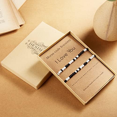 Desimtion Casais Bracelets I Love You Morse Code Bracelet Gifts Presentes do Dia dos Namorados Para Relacionamentos de Longa Distância