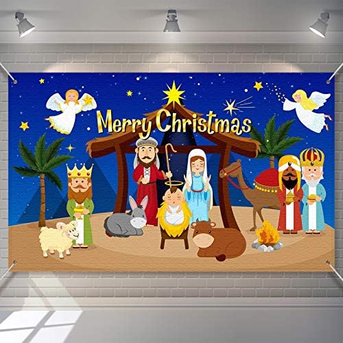 Tatuo Religious Christmas Cenário de Natal Natividade Antecedentes Natividade Banner de Prop Phoothy Booth para a Decoração de Festa