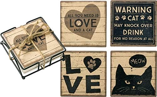 Primitivos de Kathy Coaster definido tudo o que você precisa é de amor e acessórios de cozinha de gatos