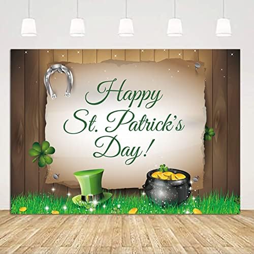 7x5ft Feliz cenário do dia de S.Patrick para fotografia Irish Primavera Lucky Green Shamrocks Gold Moeda Backgramento para Saint Patrick