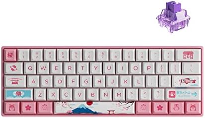 Akko World Tour Tokyo 3061S 60% Teclado de jogo mecânico rosa de 61 key, retroilumação RGB, WILT-SWAPPLABLE com o perfil de OSA PBT Keycaps e NKRO, programável para Mac & Win