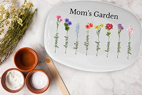 Presente personalizado personalizado do jardim para mamãe para o presente do presente das mães presente de aniversário de crianças do prato de flores de flor personalizado Platter personalizado Platter Serving Bandeys Serving Placas para peixe prato de prato