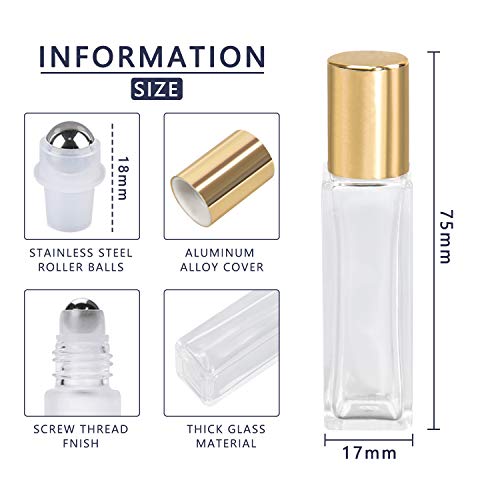Wifreo 40pcs 10ml Roll em garrafa para óleos essenciais, garrafas de amostra de perfume transparente e ecologicamente correto