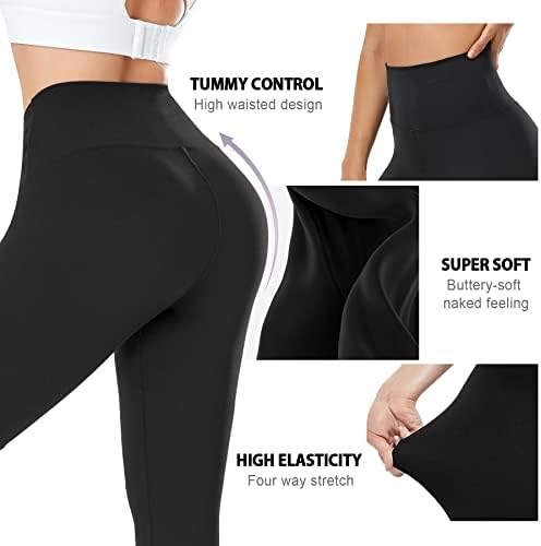 FullSoft 7 Pacote de altas pernas da cintura para mulheres - Soft Slim Control Controle Black Workout Yoga Calças