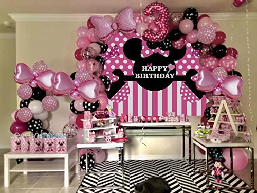 7x5 pés rosa mouse pano de fundo bowknot meninas decorações de festa de aniversário desenho animado mouse festa de aniversário